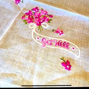 Vintage get well handkerchief crocheted